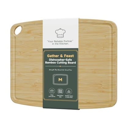 Dishwasher Safe Cutting Board,Bamboo Cutting Board with Juice Groove - color: Natural, size: Medium (13.7"L x 10.6"W)