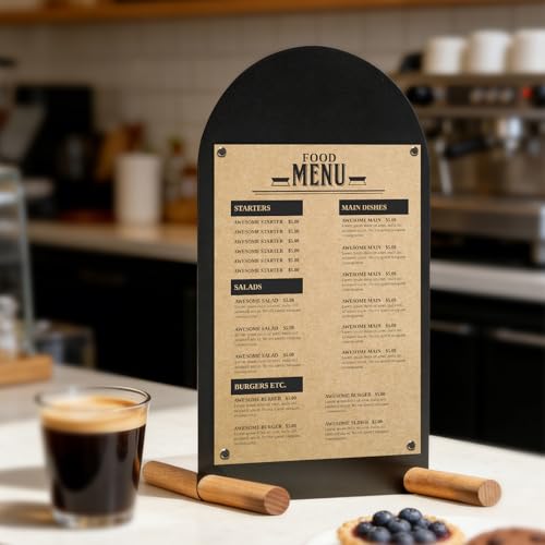 Tabletop Menu Display Stand with Writable Board and Magnetic Holders - size: A4 Vertical (17 × 9.5 in)