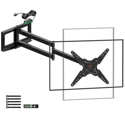48" Long Arm Rotating TV Wall Mount w/Power Strip 26-65”TV by WHYFONE - size: Fit 26-65"TVs with power strip