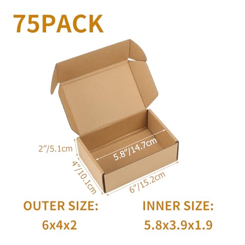 PHAREGE 75 Pack 6x4x2 inch Small Shipping Boxes, Brown Mailing Boxes - color: Brown, size: 6X4x2 inch 75 Pack