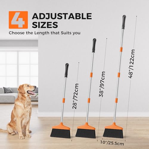 Handy Broom, Indoor/Outdoor Brooms, Duty Kitchen Broom, for Home Garage Kitchen Office Courtyard Lobby Patio Lawn Concrete (1, Orange) - color: Orange