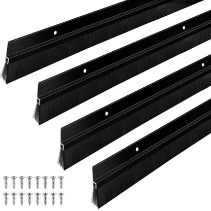 Door Sweep Brush Aluminum, 1 x 36 Inch, Black, 4 Set - color: Black, size: 1 x 36 Inch