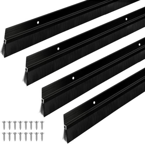 Door Sweep Brush Aluminum, 1 x 36 Inch, Black, 4 Set - color: Black, size: 1 x 36 Inch