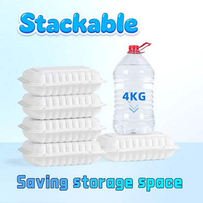 YANGRUI 50-Pack 28oz 9x6 White Takeout Boxes - Shrink Wrapped No Pre-Wash