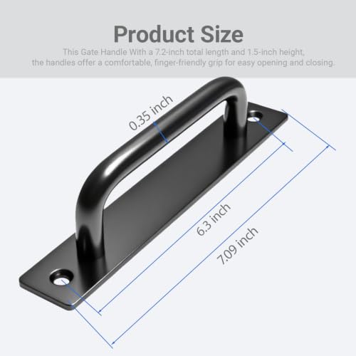 2PCS 7 Inches Barn Door Handle, Premium Black Gate Handle - size: 7 Inches