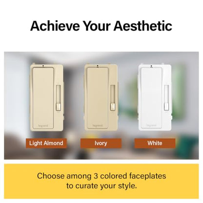 Legrand Radiant 0-10V LED Dimmer Light Switch, Tri-Color, 1-Pack - color: ['White', 'Ivory', 'Light Almond']
