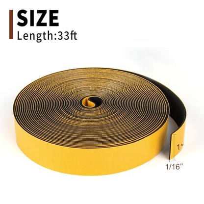 Yotache Neoprene Rubber Foam Tape 1 Inch Wide x 1/16 Inch Thick, 33 Ft - size: 1"x1/16"x33 FT