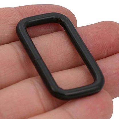 BIKICOCO Metal Rectangle Ring Buckles Square Strap Webbing Belt Rings for Bag Purse Non Welded 1-1/4 x 5/8 Inch - color: Black X 20 Pcs