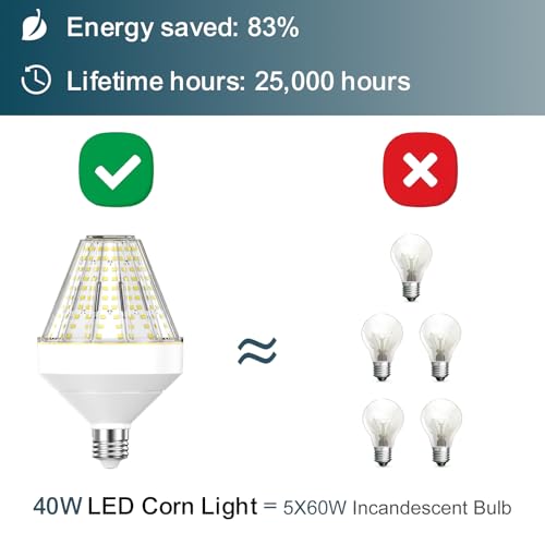 GT-Lite 5200 Lumen LED Corn Cob Light Bulb,40W - size: 1 Pack, style: 5200 Lumen
