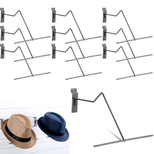 Zonon 10 Pack Slatwall Cowboy Hat Display Holder Western Cowboy Hat Display Rack Hooks Metal Slatwall Accessories Wall Mounted for Retail Shop Home Warehouse Organization (Grey) - color: Grey