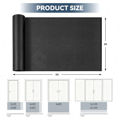 4'x6' Commercial Grade Front Door Mat Indoor Outdoor Entrance,Grey - color: Grey, size: 4' x 6' (Rectangular)