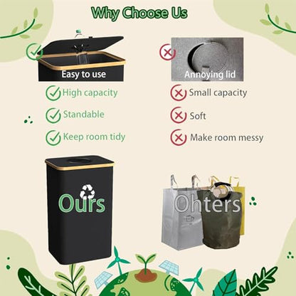 Recycling Bin for Kitchen Indoor Home, Large 26 Gallon 100L Recycle Bin with Lid Removeable Reusable Inner Bag Bottle Can Glass Waste Plastice Stickers,Black - size: Black-26Gallon