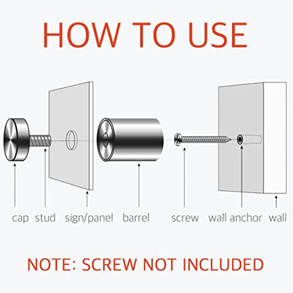 Lantee Sign Standoff Screws - 12 Pcs 5/8 x 1-1/2 Inch Stainless Steel Standoff Mounting Hardware Bolts for Acrylic & Glass 16 x 40mm - color: Silver, size: 5/8" x 1-1/2" / 16 x 40mm