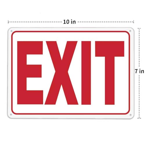 (4 Pack) Exit Sign, 10"x 7" Rust Free Reflective Aluminum Metal Sign, Fade Resistant, Waterproof, Easy to Mount