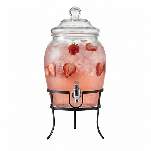 Style Setter Glass Beverage Drink Dispenser Fortuna with Metal Stand, 2 Gal - size: 2 Gallon