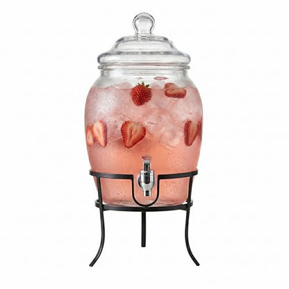 Style Setter Glass Beverage Drink Dispenser Fortuna with Metal Stand, 2 Gal - size: 2 Gallon