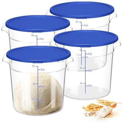 Suclain 4 Pcs 6 Quart Food Storage Container with Lids, Blue - color: Blue