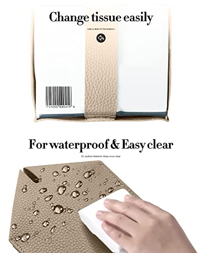 Tissue Box Cover, Jeethemy Square PU Leather Tissue Box Holder, Modern Tissue Case Facial Paper Organizer Dispenser，5X5X5'',Single Cocoa Brown - color: Single Cocoa Brown