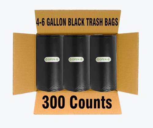 BEIDOU-PAC 4-6 Gallon Trash Bags, 300 Count Black Garbage bags, Multi-purpose Trash Can Bin Liners for Bathroom, Office, Industrial, Commercial, Janitorial, Municipal, Recycling - style: 4-6 Gallon |6 Micron |300 Count