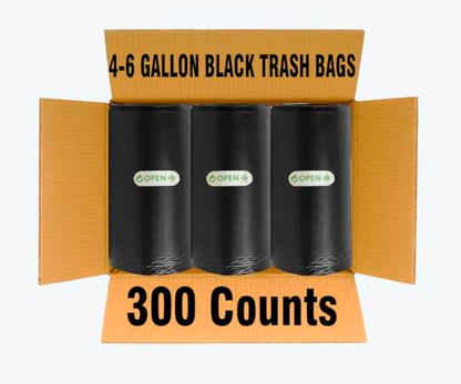 BEIDOU-PAC 4-6 Gallon Trash Bags, 300 Count Black Garbage bags, Multi-purpose Trash Can Bin Liners for Bathroom, Office, Industrial, Commercial, Janitorial, Municipal, Recycling - style: 4-6 Gallon |6 Micron |300 Count