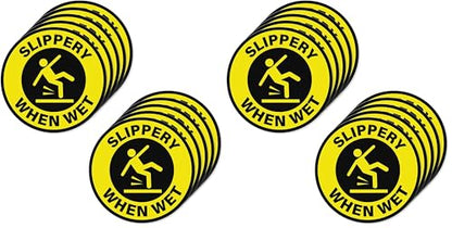 Slippery When Wet Stickers 12 Inch Self-Adhesive Removable Vinyl Caution Wet Floor Safety Signs Waterproof Warning Decals for Indoor Outdoor 10 PCS (Pack of 2) - size: 12 Inch (Pack of 2)