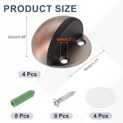uxcell 4Pack Low Dome Floor Door Stop 45mm Dia. Stainless Steel, Red Bronze - color: Red Bronze