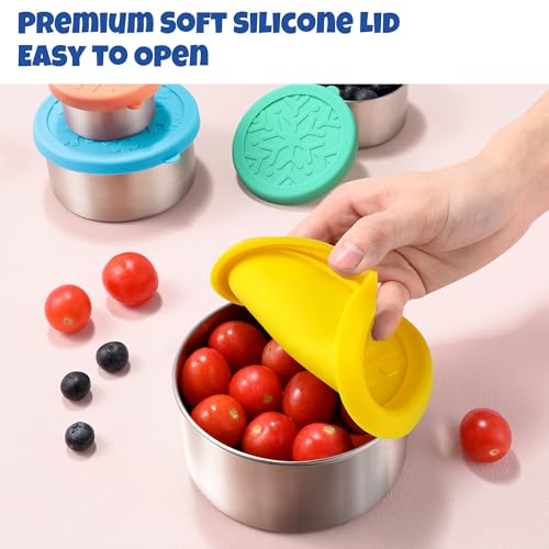 18/8 Stainless Steel Food Snack Storage Containers(5 Pack: 2/4/8/14/24oz) - color: 5 Pack(Blue, Yellow, Green, Orange, Purple)