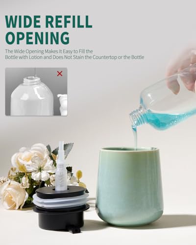 BosilunLife Ceramic Soap Dispenser - Dish Soap Dispenser for Bathroom 12Oz - color: Green
