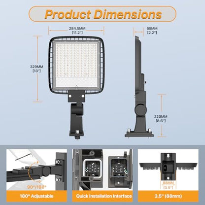 200W LED Parking Lot Light: 24000LM, 5000K Arm Mount 3Packs - size: 200W 3PACK