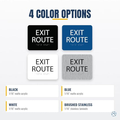 Alpha Dog Exit Route Sign, 5x6 ADA Braille Sign, Black - color: Black, size: Exit Route