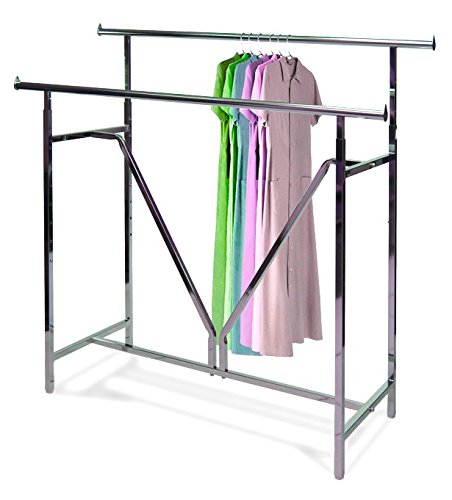 Only Hangers Adjustable Height - Heavy Duty - Double Bar Rectangular Rack with V-Brace - Maximum Extended Height to 81"