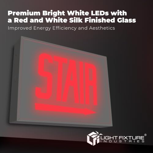 LFI Lights - UL Certified - Hardwired Red LED Chicago approved Exit Sign - Battery Backup - Emergency Fire Safety - UL924 - CHEX (STAIR Right Arrow) - style: STAIR Right Arrow