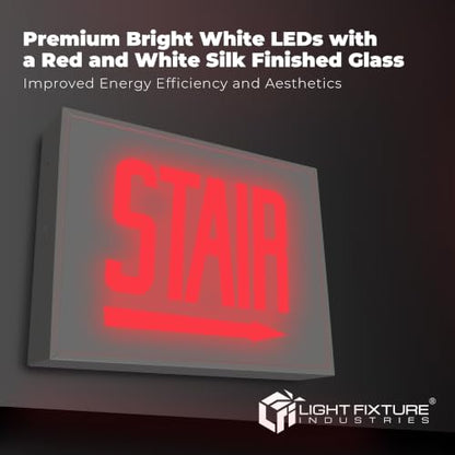 LFI Lights - UL Certified - Hardwired Red LED Chicago approved Exit Sign - Battery Backup - Emergency Fire Safety - UL924 - CHEX (STAIR Right Arrow) - style: STAIR Right Arrow
