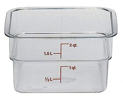 Cambro Food Storage Container - Classic Series Square - 2 QT (Quart) - Commercial Grade for Food Prep (Clear) - size: 2 QT