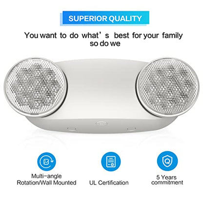 1 Pack Led Emergency Lights for Business, LED Emergency Exit Lights with Battery Backup, 2 Bug Eye Heads Adjustable Commercial Emergency Lighting Fixtures, UL 924 Certified. - size: 1 PACK