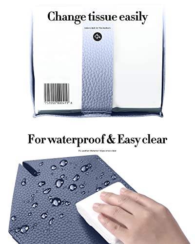 Tissue Box Cover, Jeethemy Square PU Leather Tissue Box Holder, Modern Tissue Case Facial Paper Organizer Dispenser，5X5X5'',Single Navy Blue - color: Single Navy Blue