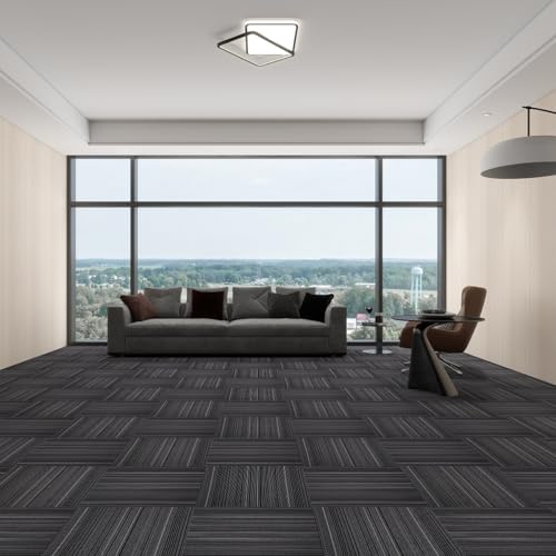 ALTRUISTIC Heavy Duty Commercial Carpet Tiles, 24" x 24",18 Pieces/72 sq ft - color: Black