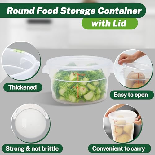 4 Pack 2Qt Round Polypropylene Food Storage Container with Lids Scale - color: 2 Quarts