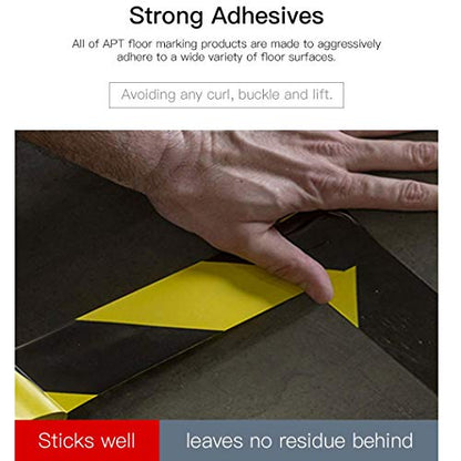 APT Premium Durable Black & Yellow Striped Safety Marking Tape (2 Rolls of 2" x 99Ft (33 Yds)) Hazard Caution& Warning, Social Distancing, Warehouse & Gym Floor - color: Yellow / Black, size: 2 Inch, 2 Rolls