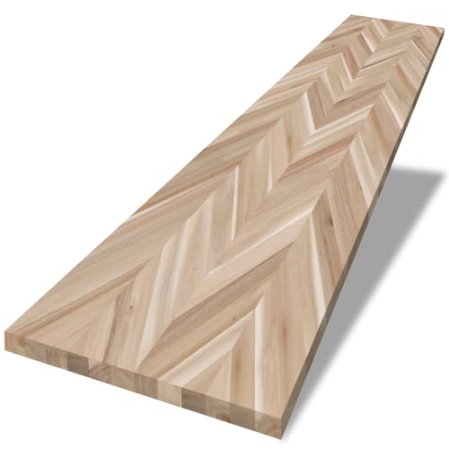 Howizz Chevron Butcher Block Countertop 48 x 30 x 1.5 Inches, Unfinished Acacia Solid Wood Table Top for Desk Top, Workbench Top - color: Acacia - Chevron - Natural - Unfinished, size: 48"L x 30"W x 1.5"Th