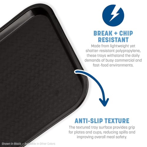 Carlisle FoodService Products Fast Food Cafeteria Tray, Durable Polypropylene with Slip-Resistant Surface, Stackable for Cafes and Schools, BPA-Free, Rectangular, Black