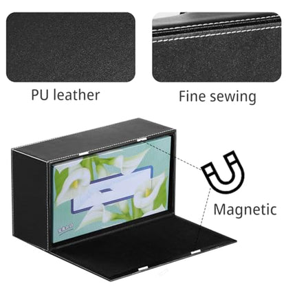 PU Leather Tissue Box Cover Rectangle, Aesthetic Facial Tissue Box Holder - color: Black