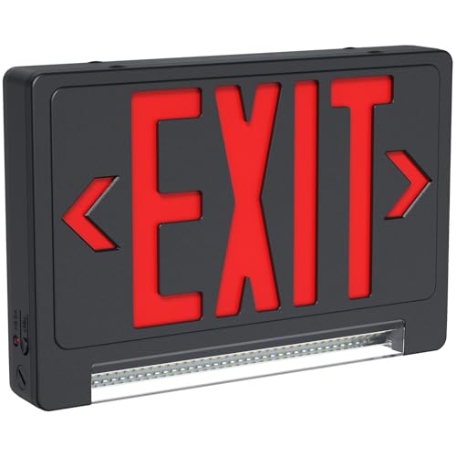 Exit Signs with Emergency Lights Battery Backup, UL Listed Double-sided Exit sign with Adjustable Light Pipe, Hardwired Compact Commercial Lighted Exit Sign, 120/277V Top/Side/Wall Mount (1 Pack) - color: 1 Pack