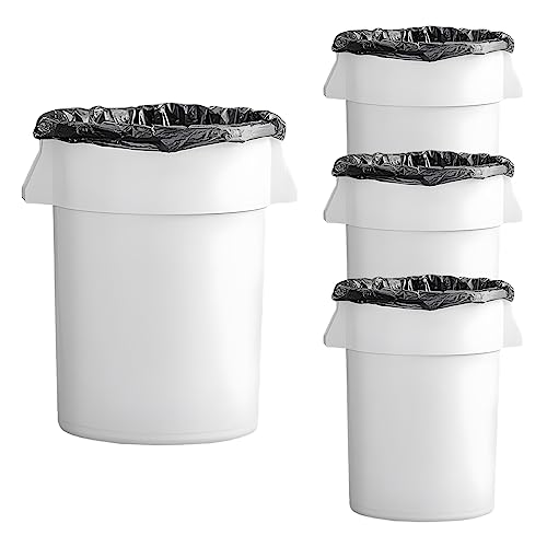 Set of 4 Round Commercial Trash Can 44 Gallon, Industrial Recycling Bin, Durable Garbage Can, Safe Food Container, Ingredient Bin (White) - color: White
