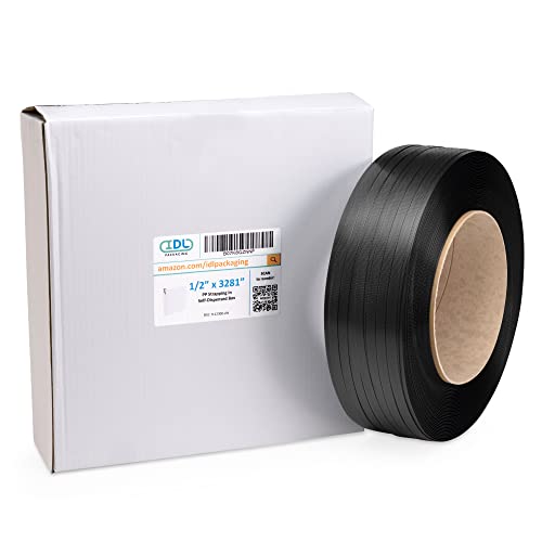IDL Packaging 1/2" x 3281' Polypropylene (PP) Strapping Roll, USA-Made - size: 1/2" x 3281' (8x8" Сore), 300 lbs BS