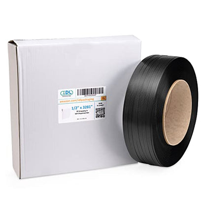 IDL Packaging 1/2" x 3281' Polypropylene (PP) Strapping Roll, USA-Made - size: 1/2" x 3281' (8x8" Сore), 300 lbs BS