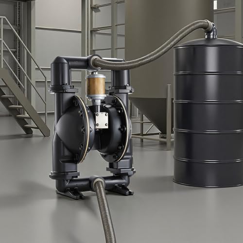 VEVOR Air Operated Double Diaphragm Pump, 158 GPM, 2 inch Inlet & Outlet Pneumatic Waste Oil Transfer Pump, Max 114 PSI, Aluminum Alloy Body, Air-Operated for Diesel, Grease, Kerosene, Gasoline & Oil - size: 158 GPM