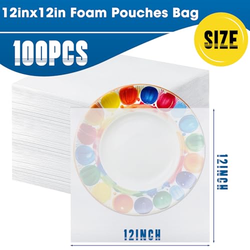 100PCS 12 x 12In Foam Pouches for Packing, Large Cushion Foam Wrap Pouches - size: 12"x12"