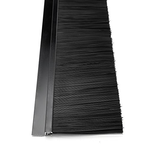 uxcell Door Bottom Sweep H-Shape Aluminum Alloy Base with 3.2-inch Black Nylon Brush 39-inch x 4-inch - color: Black, size: 39.37" x 3.2"