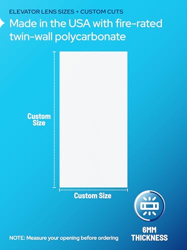 KASTLITE Thermoclear Fire-Rated Elevator Lens, Custom Size, 2-Pack - size: Custom Size